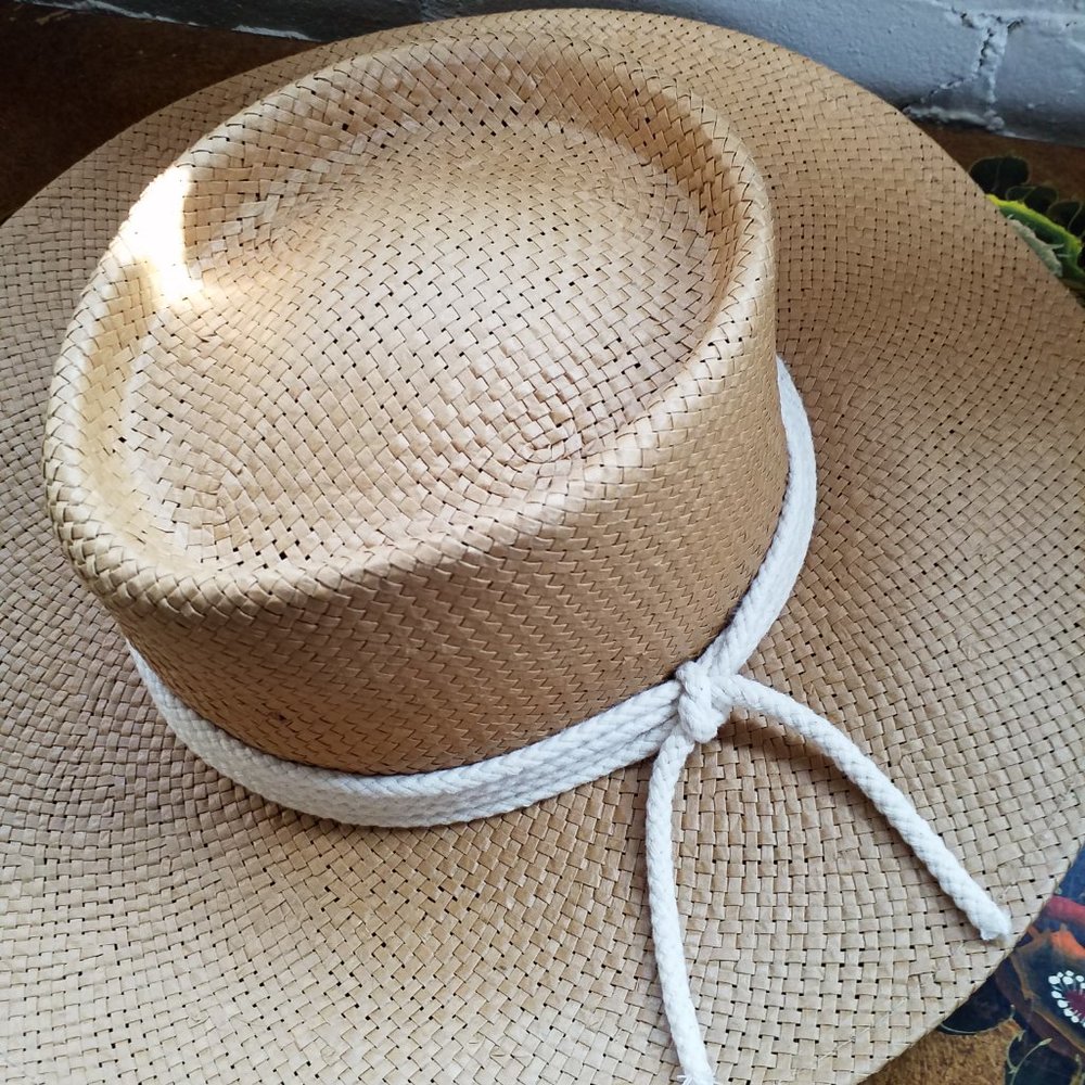 GIGI PIP Bre Porkpie Natural Woven Straw Hat, Size 57 - Picture 4 of 8